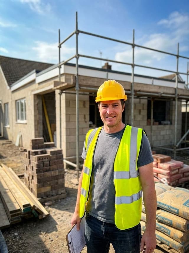 Ian, founder of buildwiz.uk, on site during the kitchen extension project